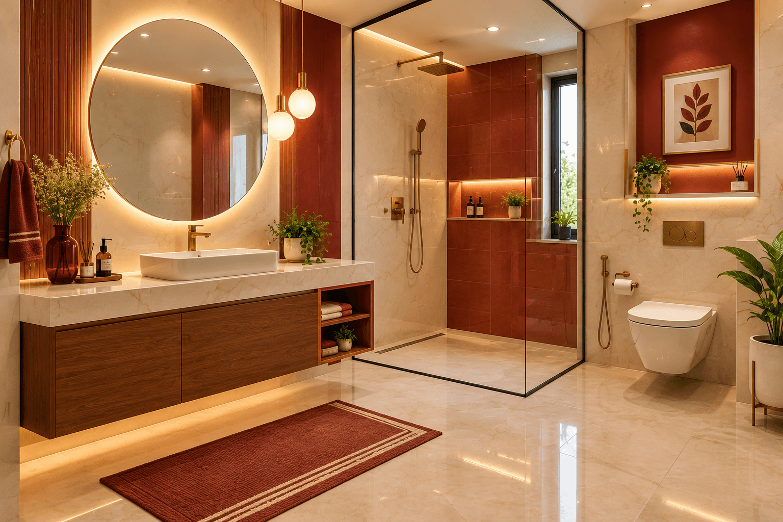Modern bathroom interior design with elegant finishes and fixtures