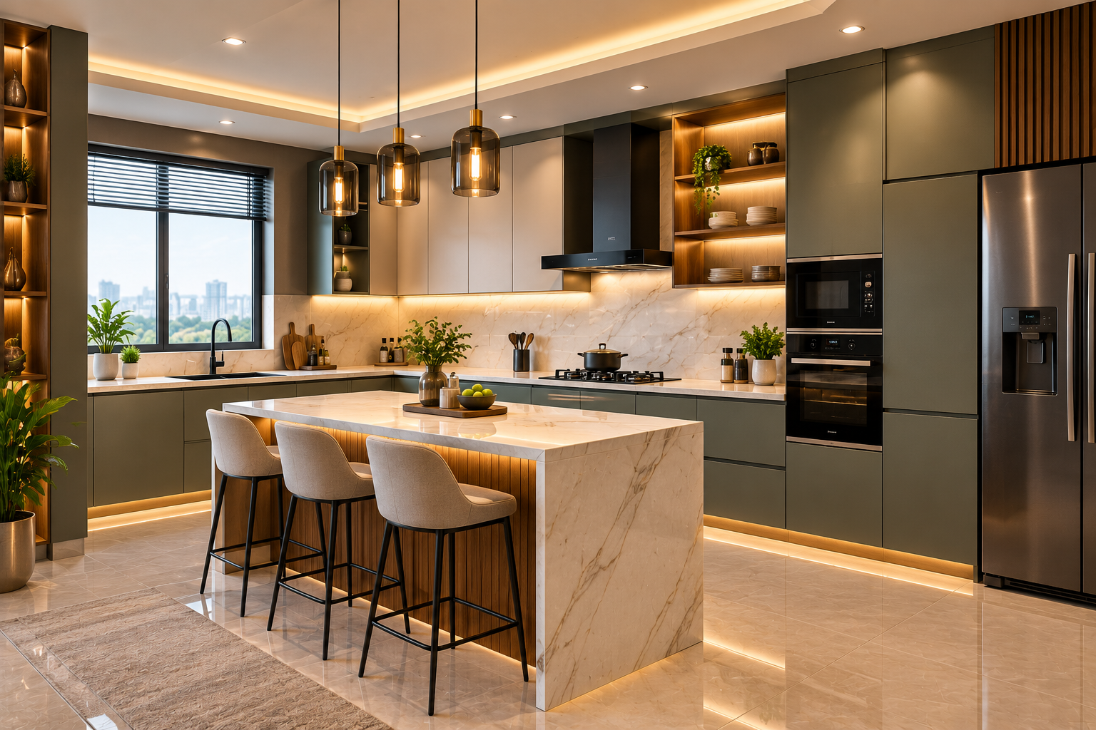 Contemporary modular kitchen interior design project